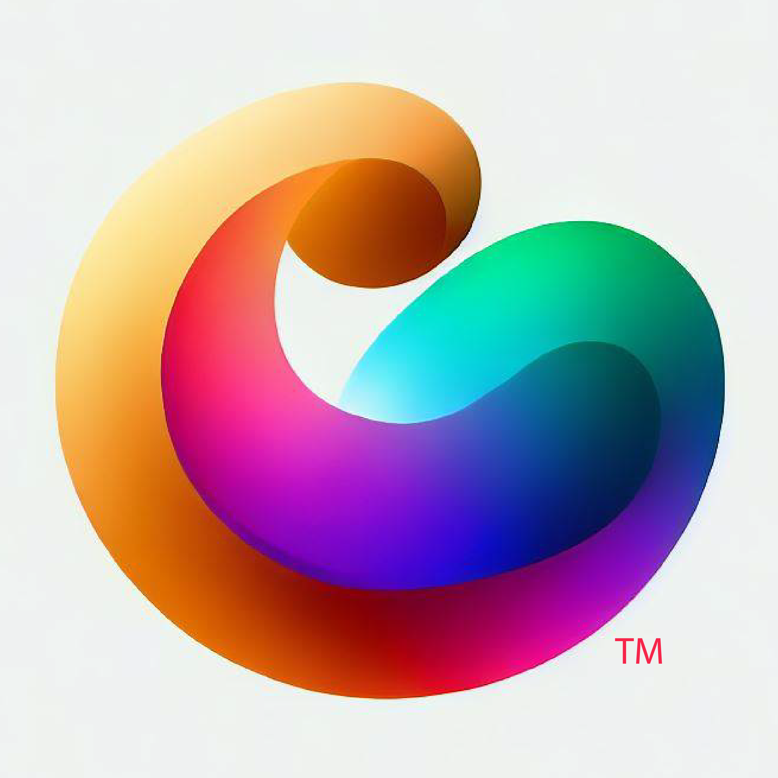 A sweeping logo with gradients of green, purple, red and orange in a shape evocative of a strong arm flexing